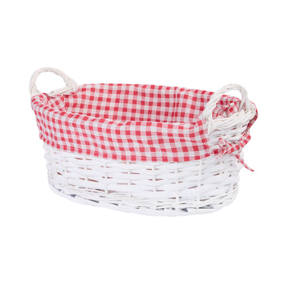 Wicker Basket with Liner and Handles Home Storage Hamper Collection and Decoration