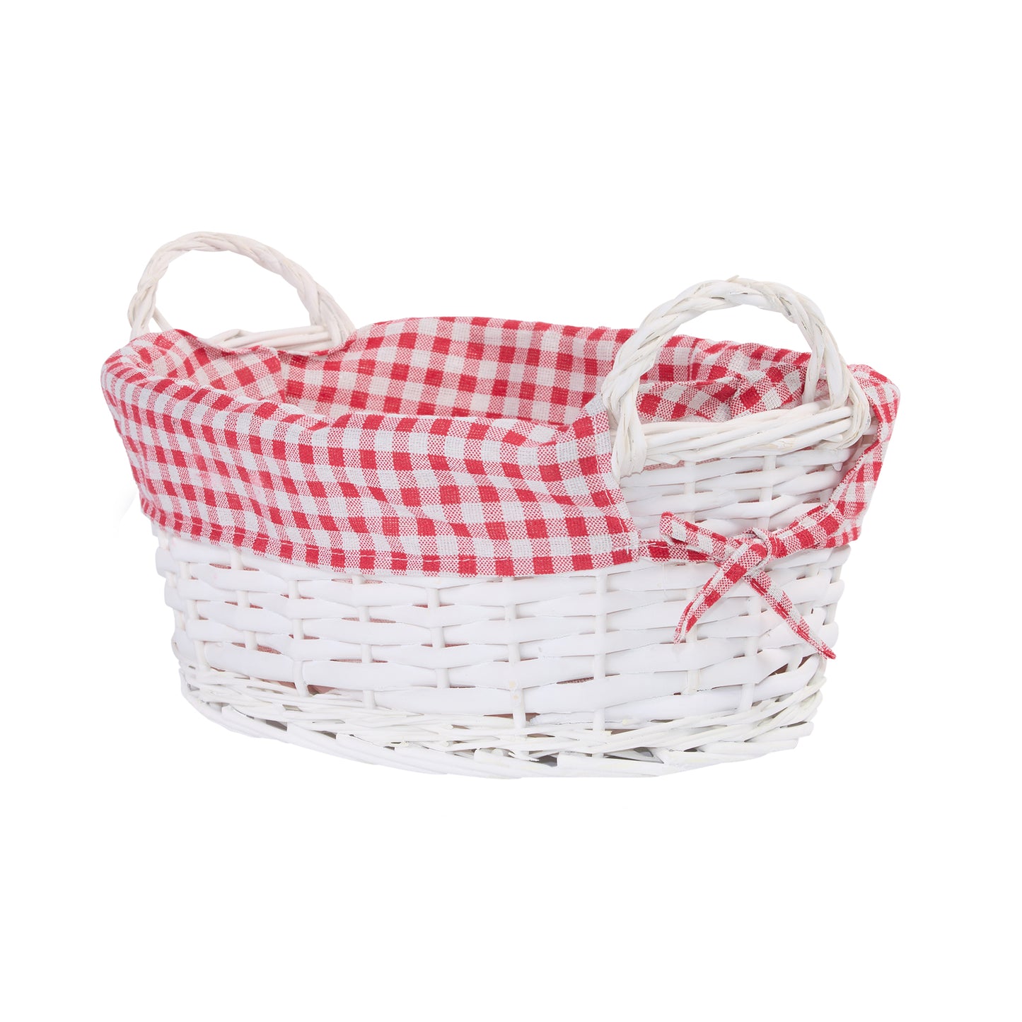 Wicker Basket with Liner and Handles Home Storage Hamper Collection and Decoration