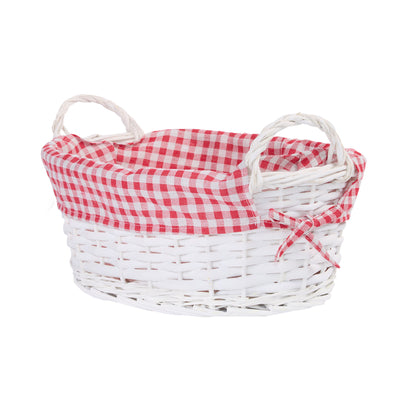 Wicker Basket with Liner and Handles Home Storage Hamper Collection and Decoration