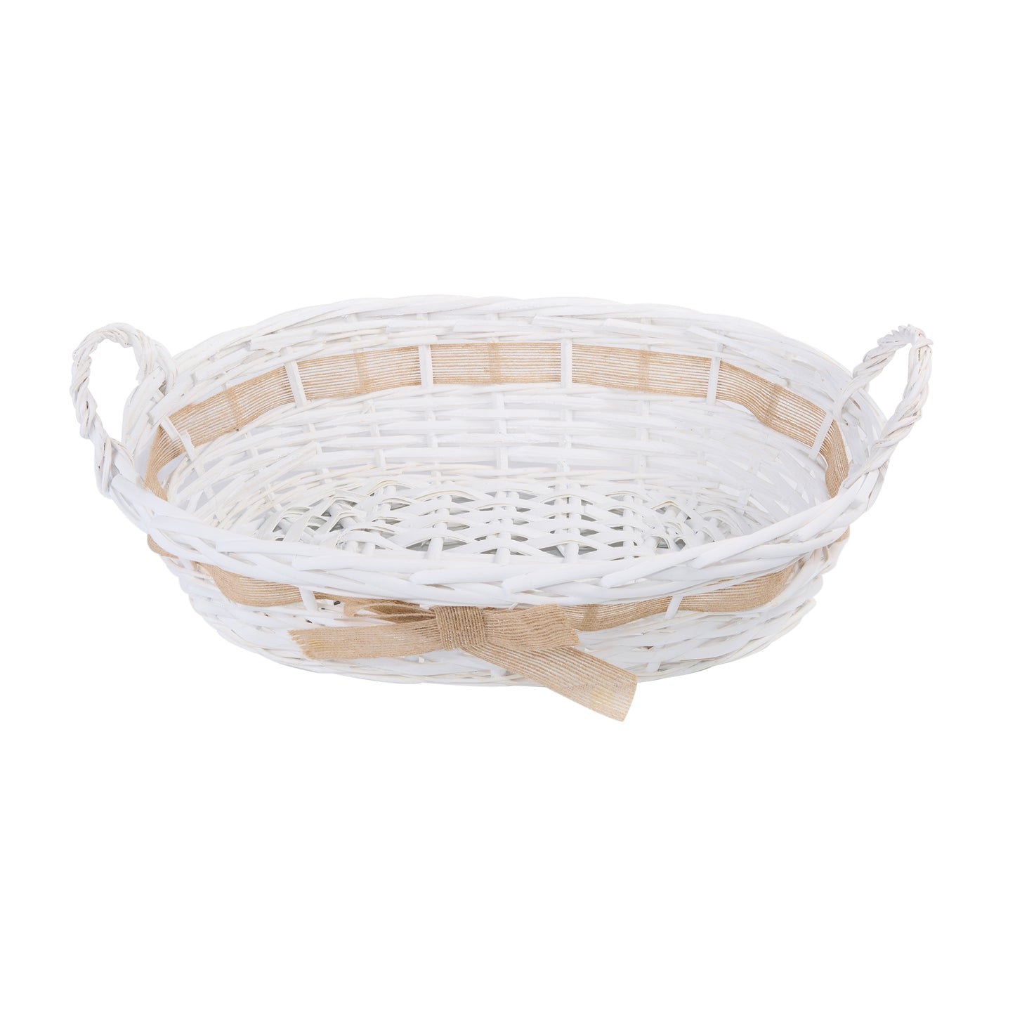 Wicker Basket with Handles and Bowknot Home Collection Storage Basket Display Decoration Gift Shelf Hamper