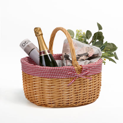 Wickerfield Wicker Hamper Basket for Gifts Empty Flower Girl Camping Accessories Hunting Toy Shopping Baskets Handle Storage Baskets