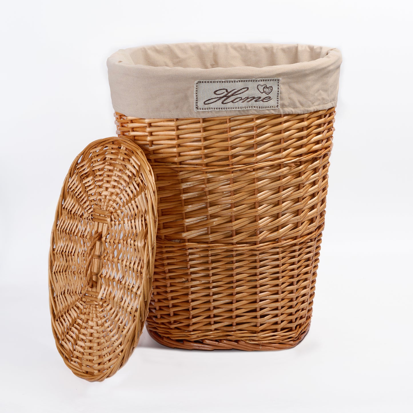 Wicker Oval Laundry Basket Bathroom Storage Laundry Bag Bin With Liner and Lid