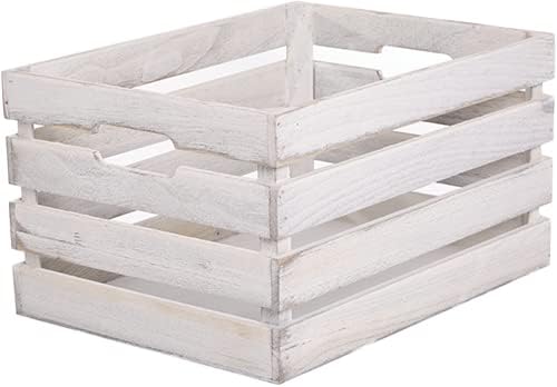 White Wash Slatted Wooden Crate