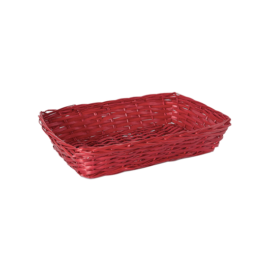 38cm Red Rectangular Split Willow Tray