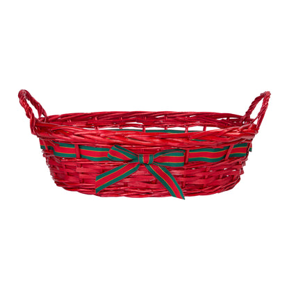 Wicker Basket with Handles and Bowknot Home Collection Storage Basket Display Decoration Gift Shelf Hamper