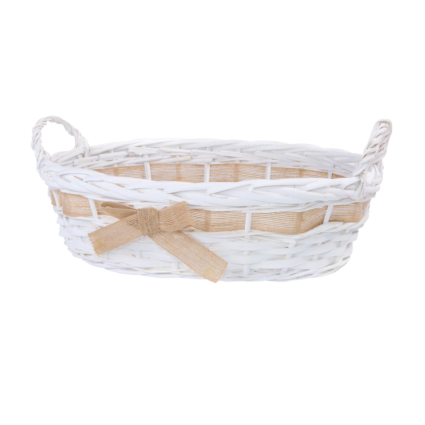 Wicker Basket with Handles and Bowknot Home Collection Storage Basket Display Decoration Gift Shelf Hamper