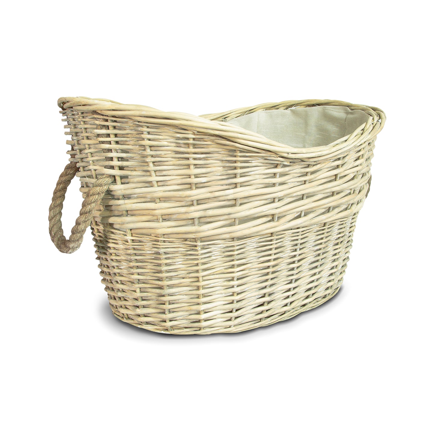 Natural Wicker Vintage Grey Basket with Liner and Handles (1 count) for Storage and Collection and Laundry at Home, Reusable Washable, Waterproof in Oval and Round Shape One size Dark Grey