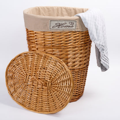 Wicker Oval Laundry Basket Bathroom Storage Laundry Bag Bin With Liner and Lid