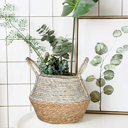 Natural Seagrass Belly Indoor Planter Indoor Storage Basket Flower Pot