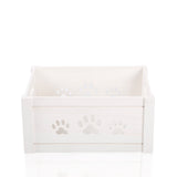 White Paw Shaped Cutout Pet Storage Box Pet Accessories Collection Wooden Crates Pet Gift Hampers