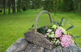 Rustic Shallow Style Grey Washed Wicker Fireside Log Basket Flower Basket Kindling Wood