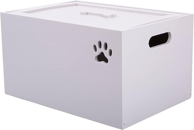 Grey Dog Toy Wooden Storage Box