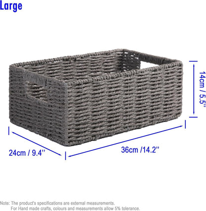 BH Rectangular Woven Basket With Handle Storage Shelf Display Home Organiser