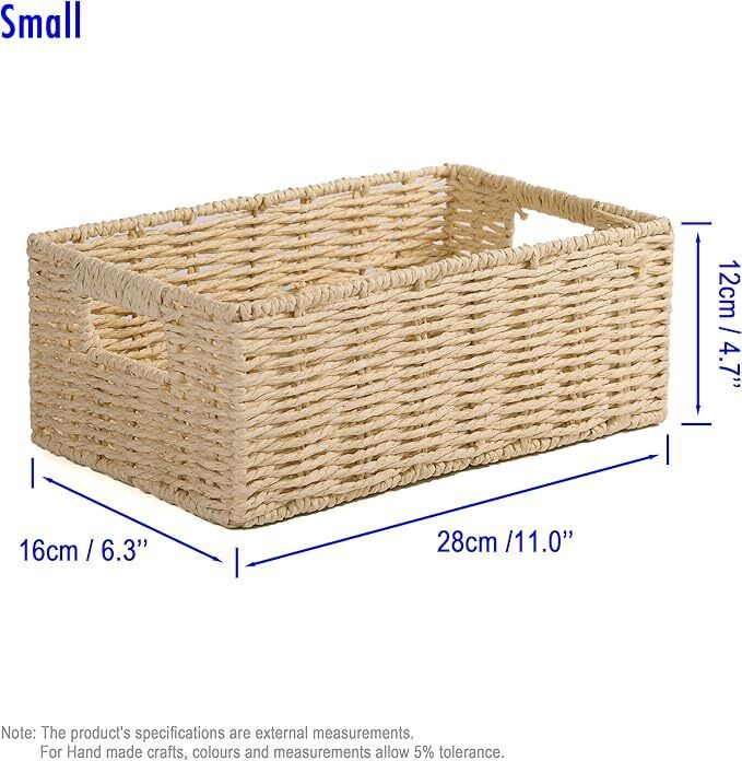 BH Rectangular Woven Basket With Handle Storage Shelf Display Home Organiser