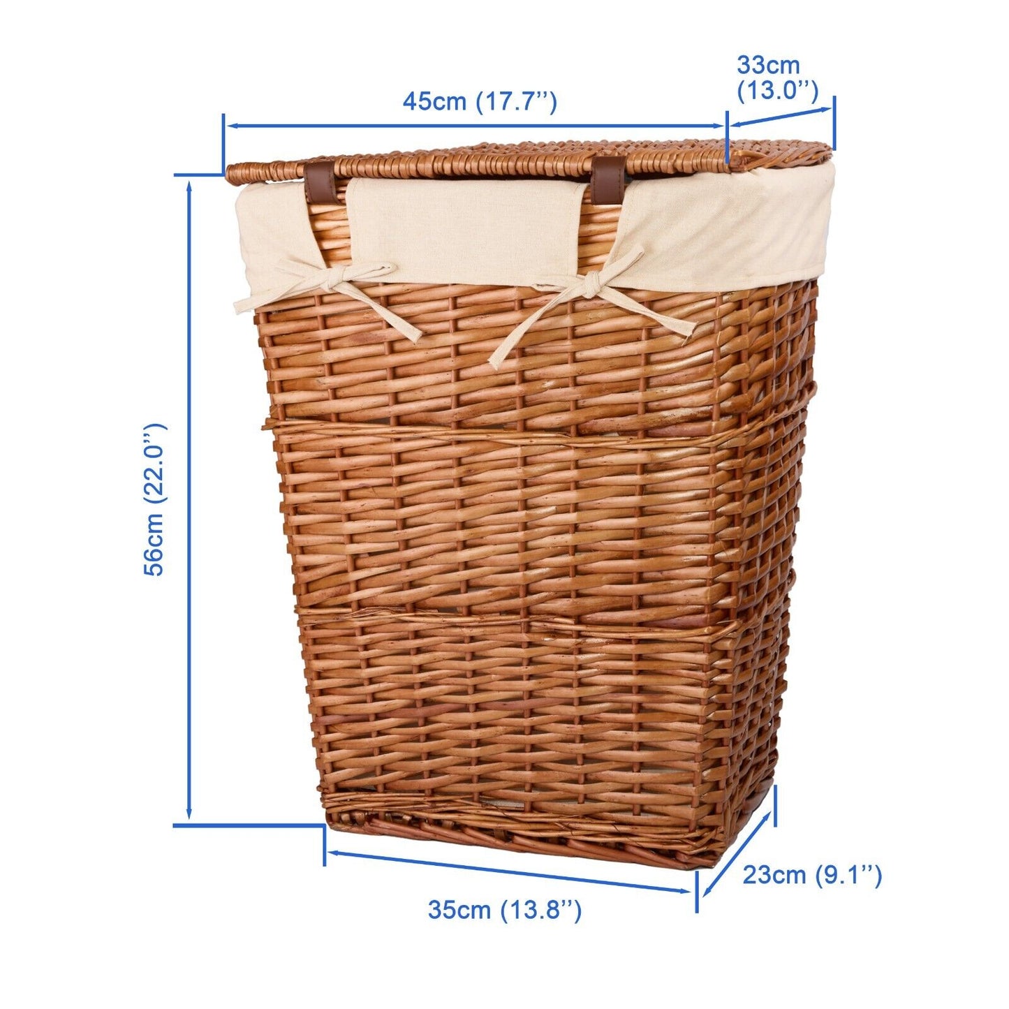 Natural Finish Rectangle Laundry Wicker Basket Bathroom Storage Laundry Bag Bin