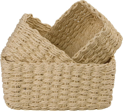 BH Woven Basket For Storage Organiser For Shelf Cupboard Divider Set( L+M+S)