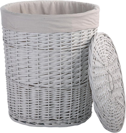 BH Natural Wicker Washing Laundry Lidded Bin and Removable Lining Storage Basket