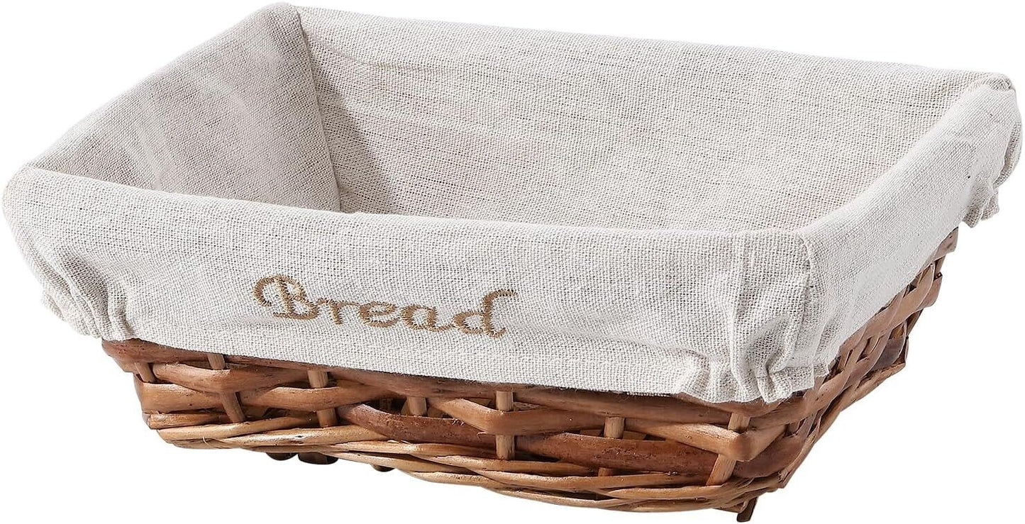 BH Rectangular Wicker Bread Basket With Lining Fruit Storage x 5