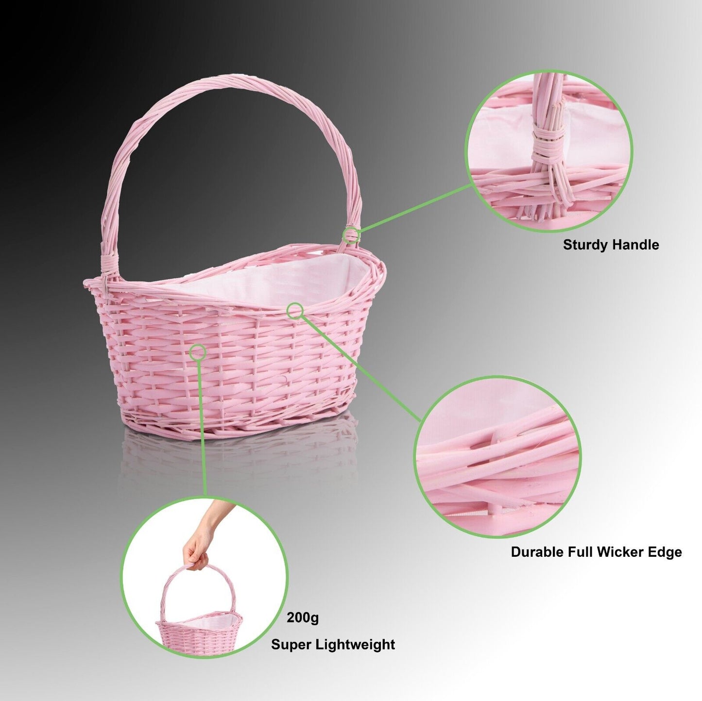 High Handle Wicker Basket Gift Hamper with Liner DIY with Gift Packaging