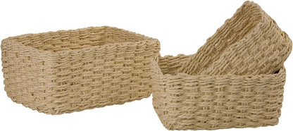 BH Woven Basket For Storage Organiser For Shelf Cupboard Divider Set( L+M+S)