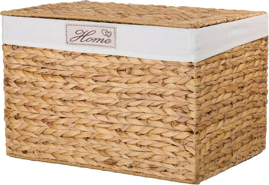 BH Water Hyacinth Lidded  Storage Trunk With  Cotton Lining