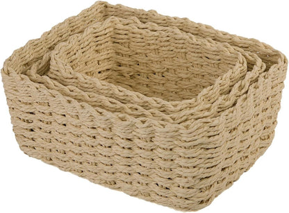 BH Woven Basket For Storage Organiser For Shelf Cupboard Divider Set( L+M+S)