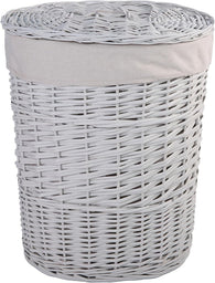 BH Natural Wicker Washing Laundry Lidded Bin and Removable Lining Storage Basket