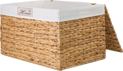 BH Water Hyacinth Lidded  Storage Trunk With  Cotton Lining