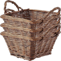 BH Square Wicker Table Serving Basket Basket With Handles Food Fruits Kitchen x3