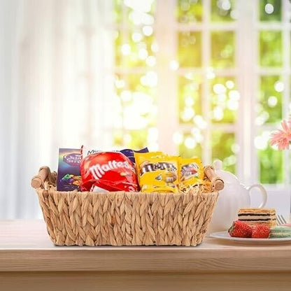 WICKERFIELD Water Hyacinth Storage Baskets and Gift Hampers with Wooden Handles