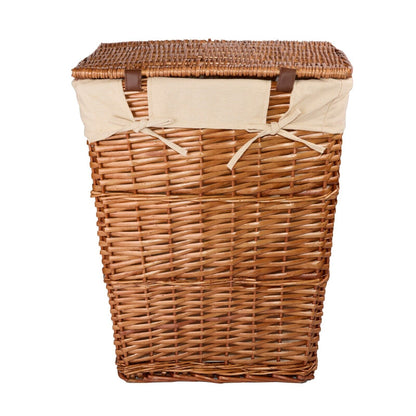 Natural Finish Rectangle Laundry Wicker Basket Bathroom Storage Laundry Bag Bin