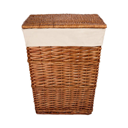 Natural Finish Rectangle Laundry Wicker Basket Bathroom Storage Laundry Bag Bin