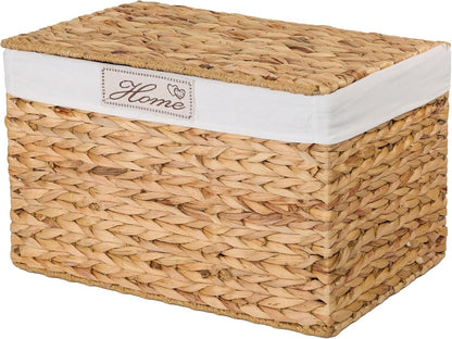 BH Water Hyacinth Lidded Trunk With Cotton Liner Bedroom Living Room Storage