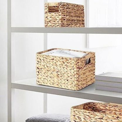 Water Hyacinth Storage Basket With Cut out Handles Basket Bathroom Storage