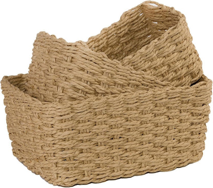 BH Woven Basket For Storage Organiser For Shelf Cupboard Divider Set( L+M+S)