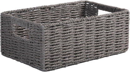 BH Rectangular Woven Basket With Handle Storage Shelf Display Home Organiser