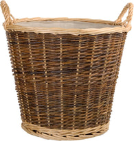 BH Unpeeled Log Lined Basket With Handle Storage