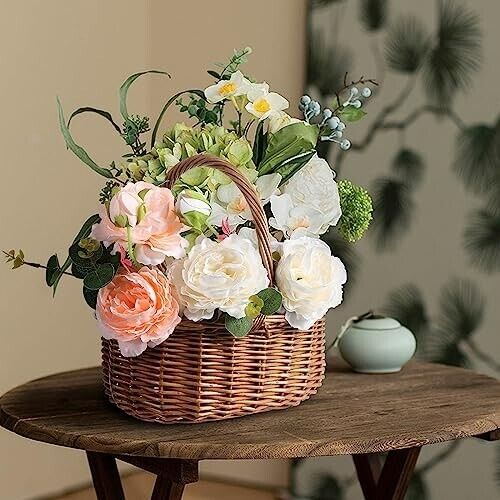 Natural Wicker Shopping Basket Easter Egg Hunt Basket Wedding Flower Girl