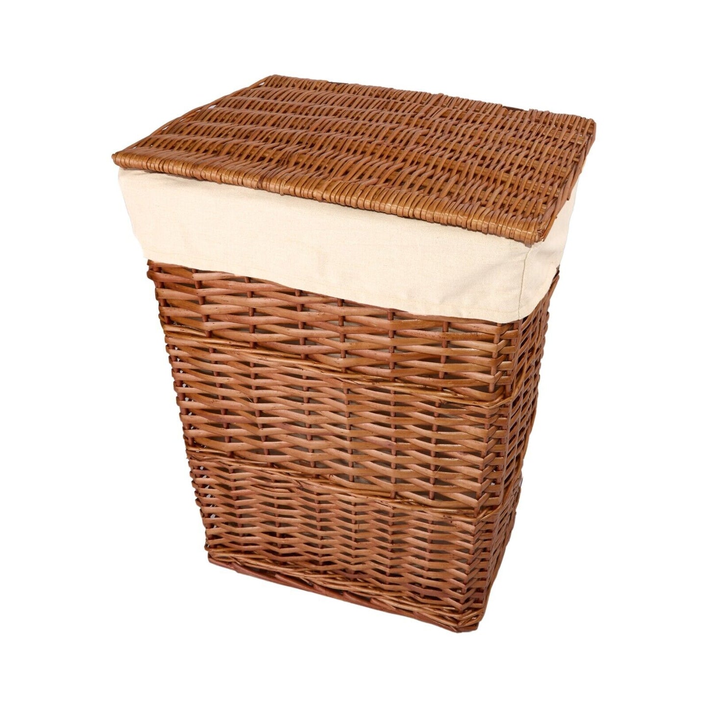 Natural Finish Rectangle Laundry Wicker Basket Bathroom Storage Laundry Bag Bin