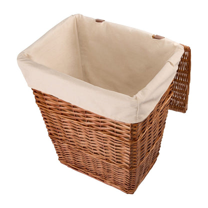 Natural Finish Rectangle Laundry Wicker Basket Bathroom Storage Laundry Bag Bin