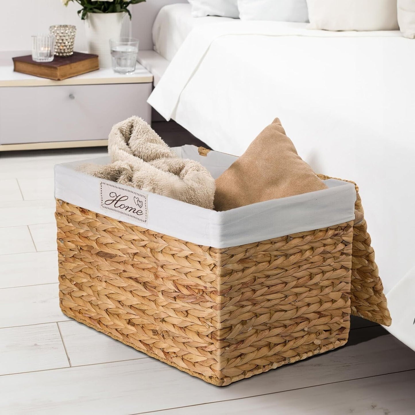 BH Water Hyacinth Lidded  Storage Trunk With  Cotton Lining