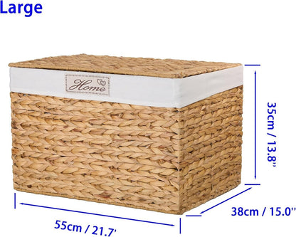 BH Water Hyacinth Lidded  Storage Trunk With  Cotton Lining