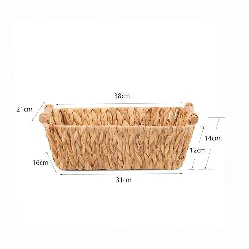 WICKERFIELD Water Hyacinth Storage Baskets and Gift Hampers with Wooden Handles