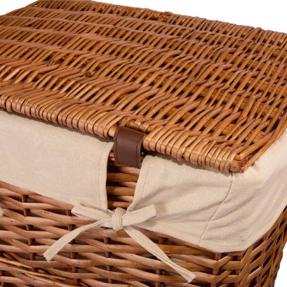 Natural Finish Rectangle Laundry Wicker Basket Bathroom Storage Laundry Bag Bin