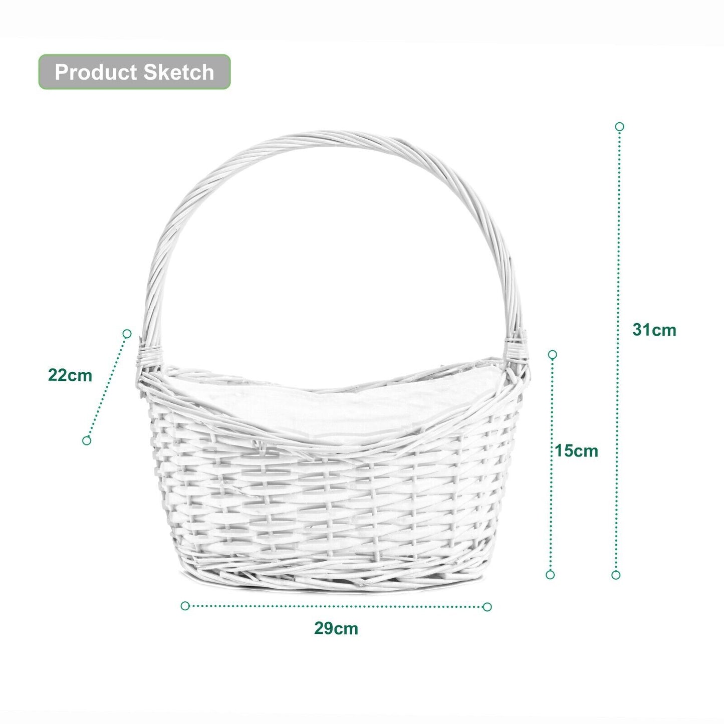 High Handle Wicker Basket Gift Hamper with Liner DIY with Gift Packaging