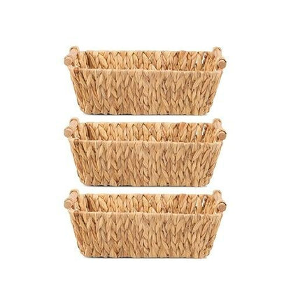 WICKERFIELD Water Hyacinth Storage Baskets and Gift Hampers with Wooden Handles