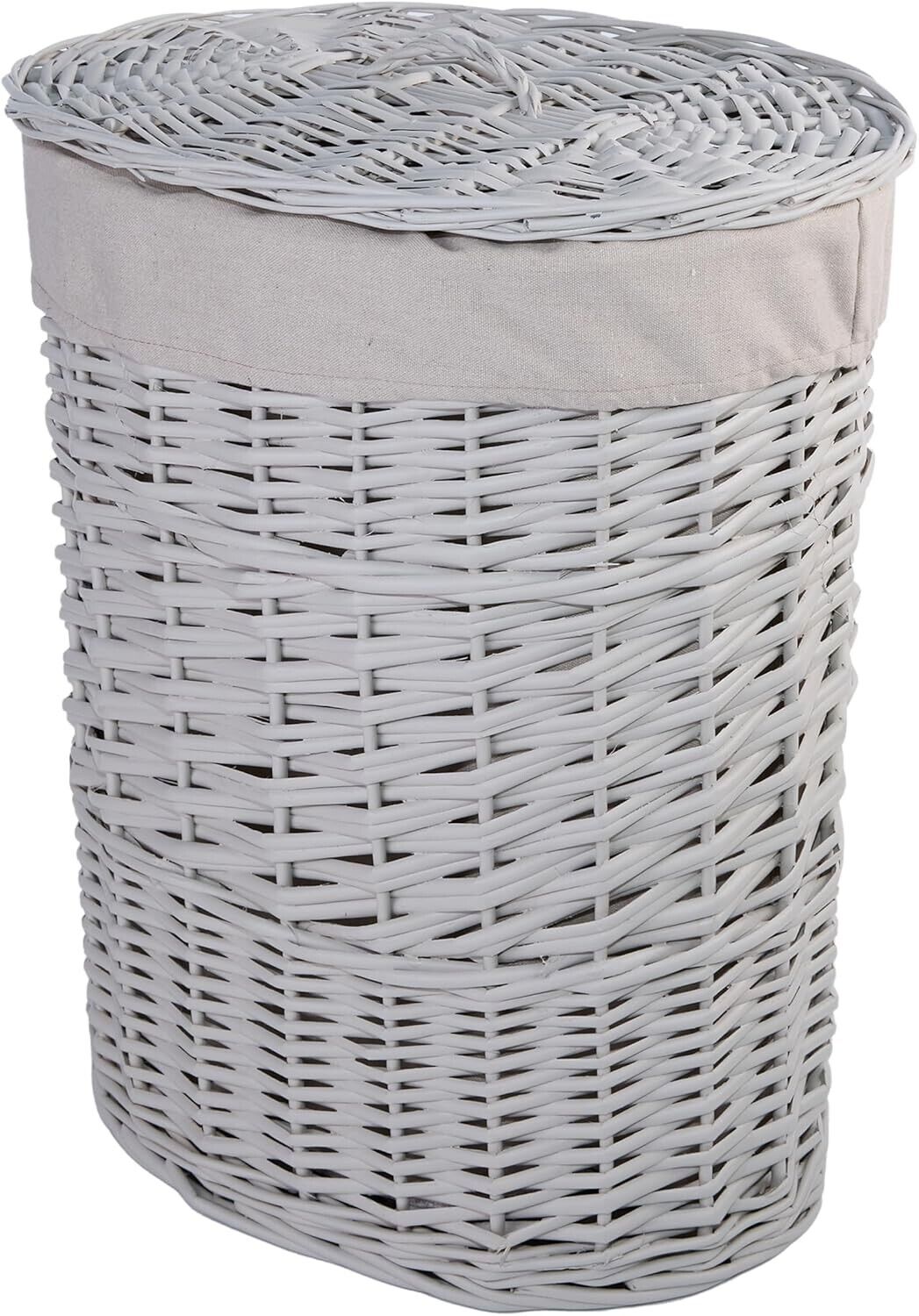 BH Natural Wicker Washing Laundry Lidded Bin and Removable Lining Storage Basket