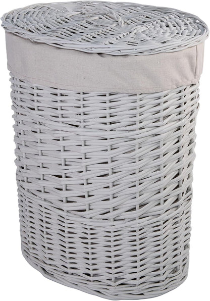 BH Natural Wicker Washing Laundry Lidded Bin and Removable Lining Storage Basket