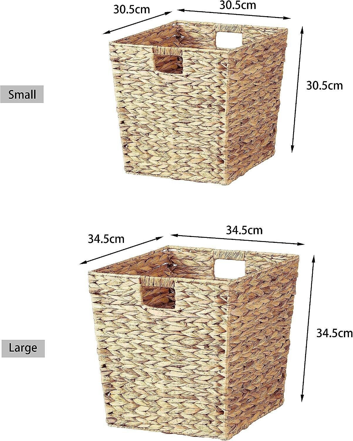 BH Square Unlined Water Hyacinth Storage  Built-In Handle Laundry Basket Blanket