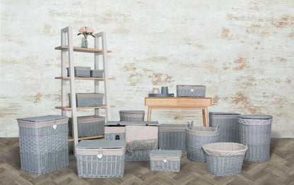 Grey Paint Collection Home Bathroom Storage Wicker Basket Trunk Gift Hampers